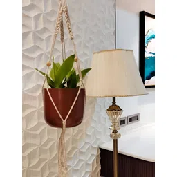 CraftVatika Brown & Beige Hanging Flower Pot Planter With Rope Pot Holder-picture-18