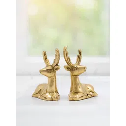 CraftVatika Gold Toned 2 Pieces Deer Figurine Showpieces-picture-27