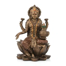 CraftVatika Gold Toned & Brown Goddess Lakshmi Idol Showpiece-picture-14