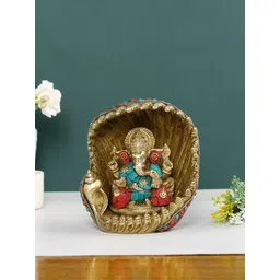 CraftVatika Gold-Toned & Red Lord Ganesha Idol Showpiece-picture-24