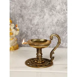 CraftVatika Gold-Toned Handmade Oil Lamp Showpiece-picture-38