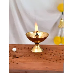 CraftVatika Gold-Toned Textured Brass Deepak Oil Diya-picture-13