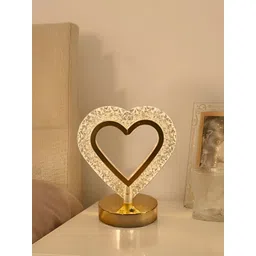 CraftVatika Gold-Toned Textured Contemporary Heart Shaped Table Lamp image 3