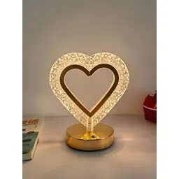 CraftVatika Gold-Toned Textured Contemporary Heart Shaped Table Lamp image 1