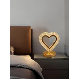 CraftVatika Gold-Toned Textured Contemporary Heart Shaped Table Lamp image 4