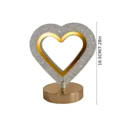 CraftVatika Gold-Toned Textured Contemporary Heart Shaped Table Lamp image 5