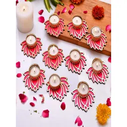 CraftVatika Pink 10 Pieces Decoration Candle Holders-picture-13