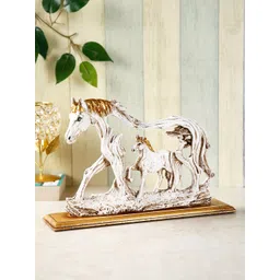 CraftVatika White & Gold-Toned Textured Horse Statue Showpiece-picture-19