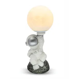 CraftVatika White Wooden Contemporary Abstract Shaped Table Lamp-picture-39