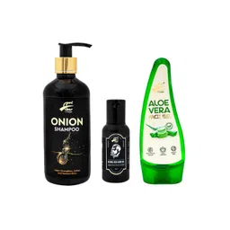 Craggy Cosmetic Men Set of Onion Shampoo 300ml & Beard Hair Oil 50ml with Aloe Vera Gel image 1