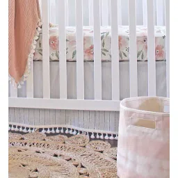 crane baby Pink Kids Floral Cotton Satin Crib Bedsheet-picture-15