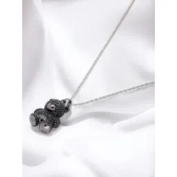 crash.club By CKC 925 Silver Sterling Silver Black Teddy Bear Pendant Chain-picture-14