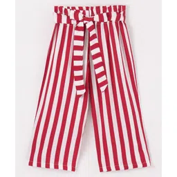 CrayonFlakes Back Elasticated & Front Tie Up Striped Palazzo - Red-picture-18