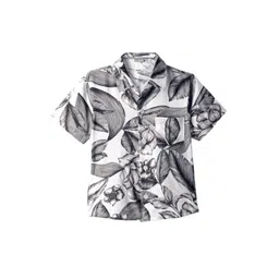 CrayonFlakes Boy Floral Printed Monochrome Casual Shirt-picture-57