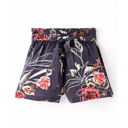 CrayonFlakes Floral Printed Belt Detailed  Shorts - Black-picture-23