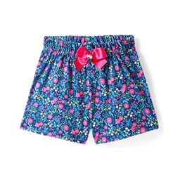 CrayonFlakes Floral Printed Bow Applique Detailed Shorts - Blue-picture-17
