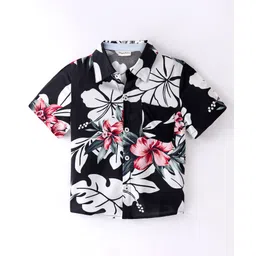 CrayonFlakes Half Sleeves Floral Printed Shirt - Black-picture-10