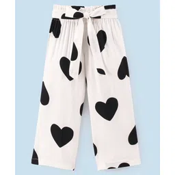 CrayonFlakes Hearts Printed Belted Palazzo  - Off White-picture-22