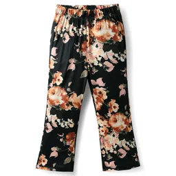 CrayonFlakes Knit Floral Printed Flared Leggings - Black-picture-22