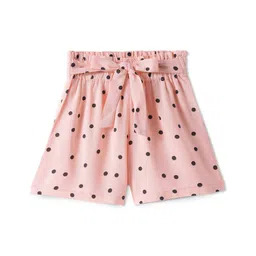 CrayonFlakes Polka Dots Printed With Attached Belt Shorts - Peach-picture-24