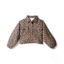 CrayonFlakes Rayon Woven Full Sleeves Leopard Printed Shirt Style Top - Brown-picture-17