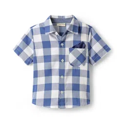 CrayonFlakes Rayon Woven Half Sleeves Buffalo Checked Shirt - Off White-picture-11