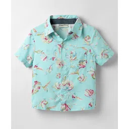 CrayonFlakes Rayon Woven Half Sleeves Floral Printed Shirt - Green-picture-18