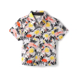 CrayonFlakes Rayon Woven Half Sleeves Floral Printed Shirt - Grey-picture-21