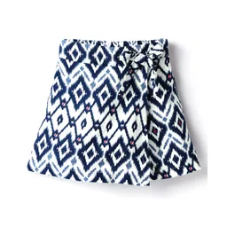 CrayonFlakes Rayon Woven Ikat Printed Skort - Off White-picture-15