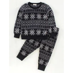 CrayonFlakes Unisex Kids Black & White Printed T-shirt with Pyjamas-picture-50