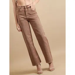 Crazeis Women Comfort Straight Fit High-Rise Light Fade Acid Wash Stretchable Jeans-picture-38