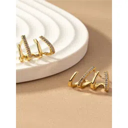 Crazy Fashion Stainless Steel Circular Artificial Stones Studded Studs-picture-37