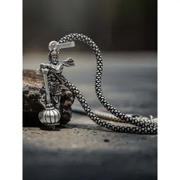 Crazy Fashion Unisex Standing Hanuman Silver-Plated Feather Shaped Pendant With Chain-picture-13