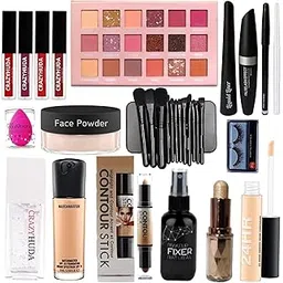 Crazy Huda foundation, primer, eyeliner, mascara, eyebrow pencil, fixer, eyeshadow, Countour, Highligter, mini lipstick,Conceler, Loose Powder, Brush Box & eyelashes With Blander Kit For Women & Girls-picture-37