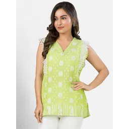 Crazy Needle Floral Printed Sleeveless Jamdani Regular Top-picture-39