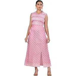 crazy needle Women's Cotton Jamdani Sleeveless Pink Top With Pencil Skirt|Ankle Length-picture-18