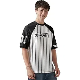 crazymonk Base Ball Team Graphic Printed Oversized T-Shirt - Multi Color-picture-44