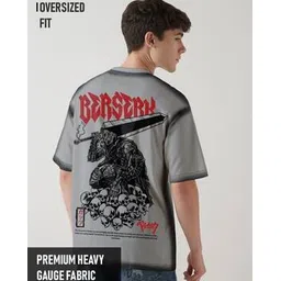 crazymonk Men Graphic Print Oversized Crew-Neck T-Shirt-picture-48