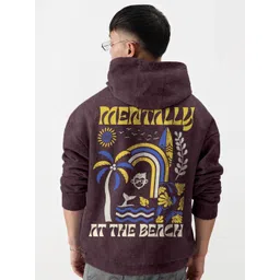 Crazymonk Men Printed Beach Vibes Oversized Hooded Sweatshirt-picture-25