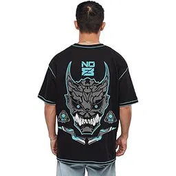 crazymonk Men's Cotton Printed Kaiju No.8 Oversized Black T-Shirt-picture-11