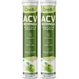 Cre80 ACV Moringa Effervescent Tablets, Green Apple Flavour, 30 Tablets, for Weight Loss and Gut Health (Pack of 2)-picture-11