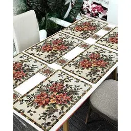 cread craft Waterproof 6 Piece Placemats with 6 Piece Coasters Set-picture-38