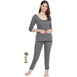 cread craft Womens Thermal Body Warmer Set | Full Sleeve Top & Bottom Set for Women | Ultra Soft Winter Inner Wear (Set of 1)-picture-29