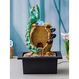 Cream Brown Polyresin Tabletop 2 Peacock 5 Step Indoor Water Fountain for Home Decor with LED, Speed Control Pump (Size: 37 x 28 x 58 CM | Weight: 3395Gram)-picture-25
