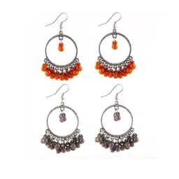 creative frogs Combo Silver Oxidize Orange & Grey Earrings for Girls-picture-29