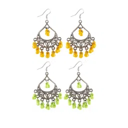 Creative Frogs Set Of 2 Silver Toned Oxidized Drop Earrings-picture-12