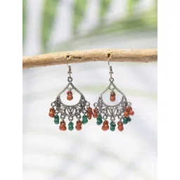 Creative Frogs Women Red Oxidized Silver-Plated Chandbali Drop Earrings-picture-30