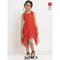 Creative Kids Floral Print Georgette Fit & Flare Dress-picture-16