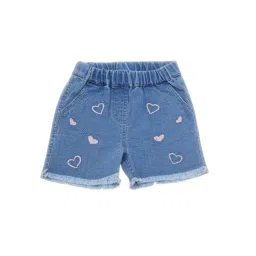 Creative Kid's Girls Blue Denim Embroidered Shorts-picture-22