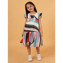 Creative Kid's Girls Blue Printed Casual Dress-picture-26